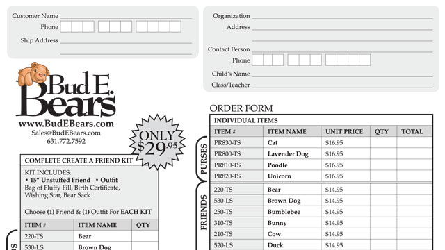 Bud E Bears Order Form - Brochures & Forms